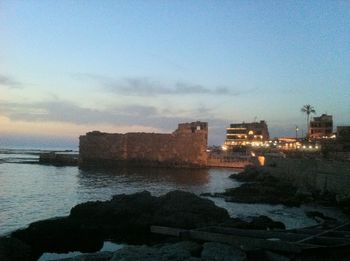 View of city at sunset