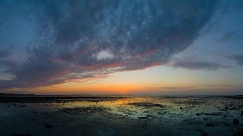 Scenic view of sea against cloudy sky