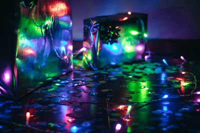 Close-up of illuminated lights at nightclub