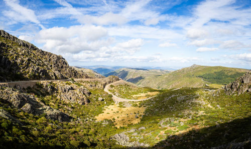 Scenic view of mountains against sky