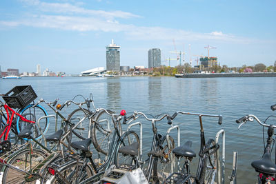 View on the harbor from amsterdam in the netherlands