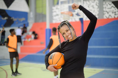 Young man playing basketball