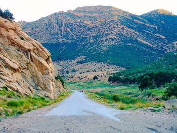 Road leading towards mountains