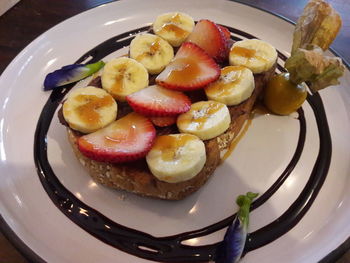 High angle view of breakfast in plate