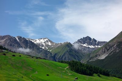 Scenic view of mountains against sky