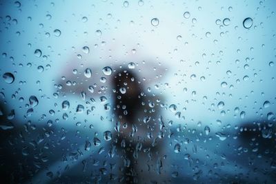 Close-up of water drops on glass