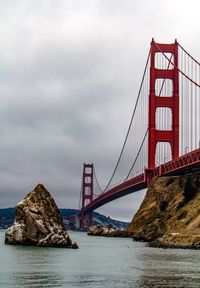 View of suspension bridge over sea