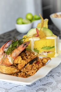 Close-up of food in plate on table