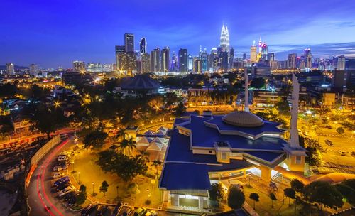 Illuminated city at night