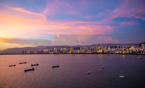 Scenic view of sea against sky at sunset