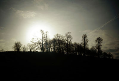 Low angle view of silhouette trees against sky at sunset