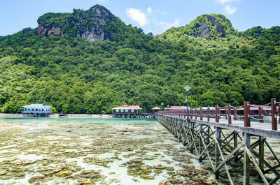 Scenic view of sea against mountain