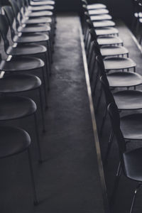 High angle view of empty chairs