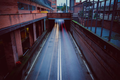 Empty bridge over road in city