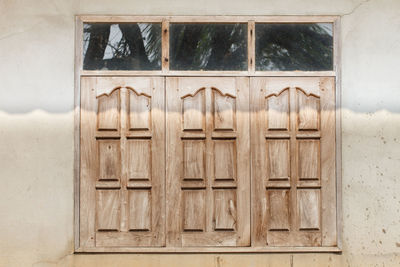 Close-up of window on wall of building