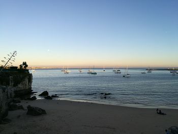 Scenic view of sea against clear sky