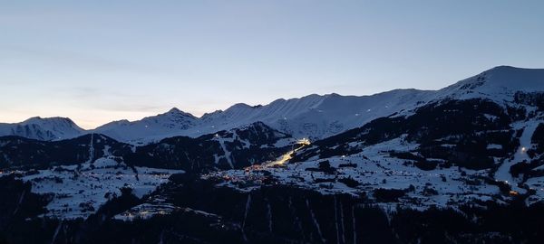 Scenic view of mountains against clear sky