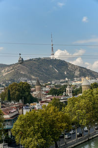 The holy trinity cathedral of tbilisi sameba and buildings in old tbilisi, republic of georgia