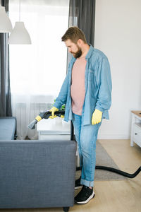 Young man working at home