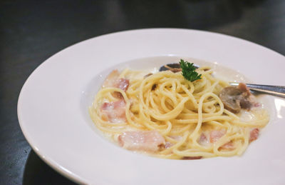 High angle view of meal served in plate