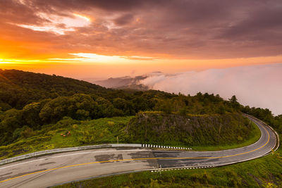 Scenic view of landscape against sky during sunset