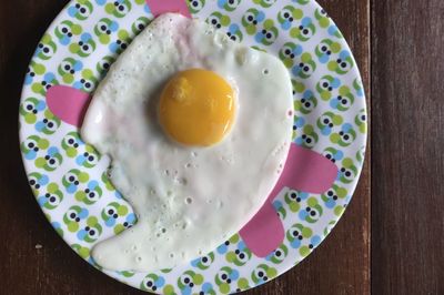 High angle view of breakfast served on table
