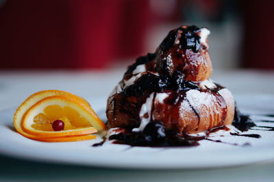 Close-up of dessert in plate