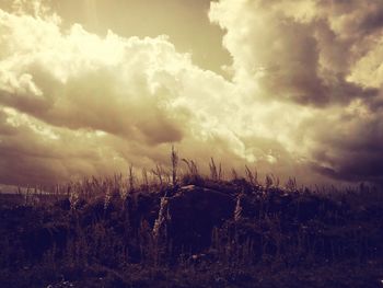 Scenic view of landscape against cloudy sky