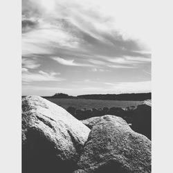 Scenic view of rocks against sky