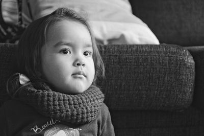 Portrait of cute baby girl at home