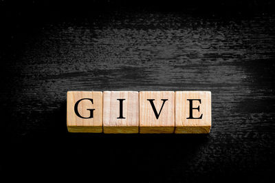 Close-up of text on black background