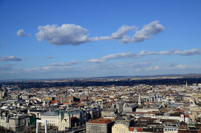 High angle shot of townscape against sky