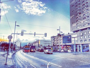 Cars on road in city