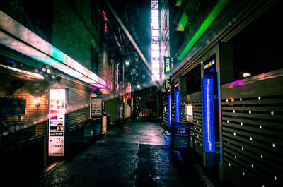 Illuminated road at night