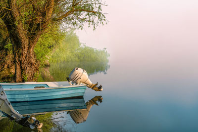 Scenic view of boat and lake