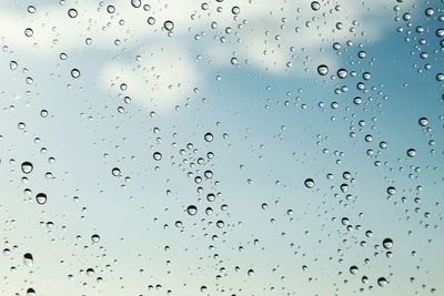 Close-up of water drops on glass