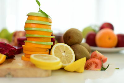 Close-up of fruits on table