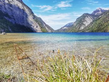 Scenic view of lake against sky