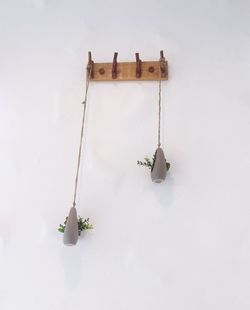 Plants and decoration hanging against wall