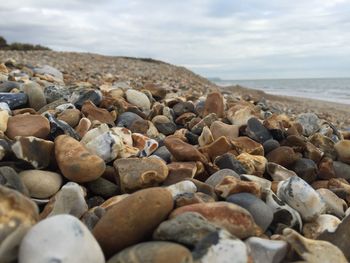 Close-up of stones at beach