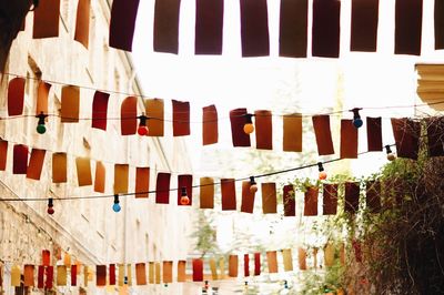 Clothes drying against building