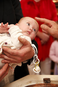 Baptism of a little baby in church