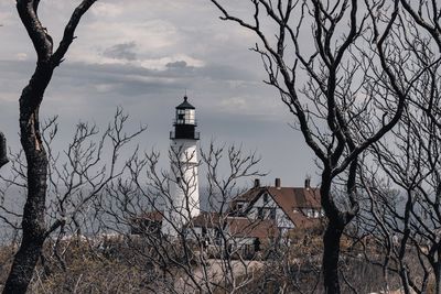 Low angle view of lighthouse against sky