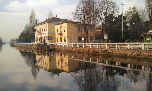 Reflection of buildings in water