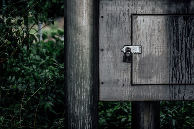 Lock on wooden mailbox