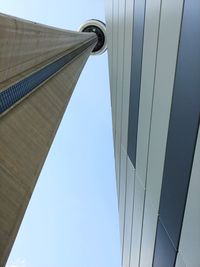 Low angle view of buildings against clear sky