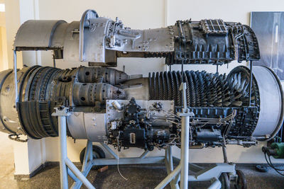 Close-up of machine part in factory