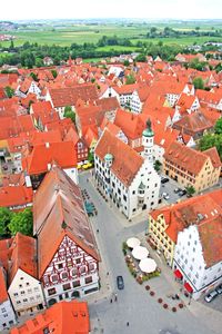 High angle view of townscape against sky