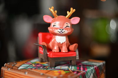 Close-up of christmas decorations on table