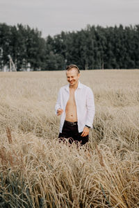 Man standing in field